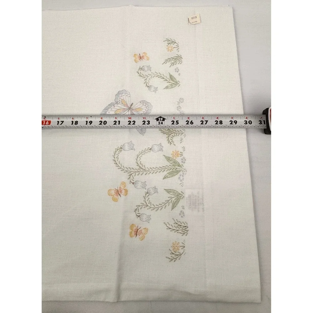 VTG Thomaston Embroidery Stamped Pillow Cases White No-Iron Muslin Floral‎ NOS